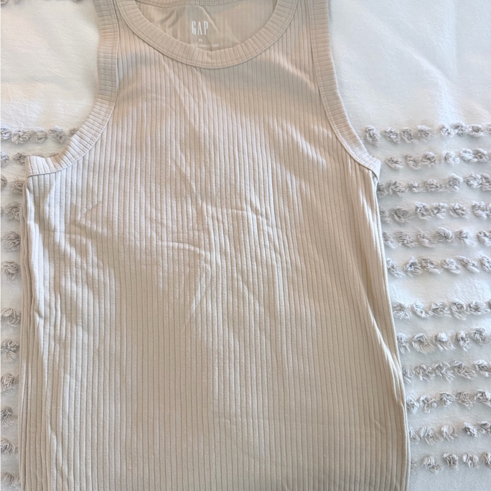 GAP Ribbed Tank Top in Light Beige
